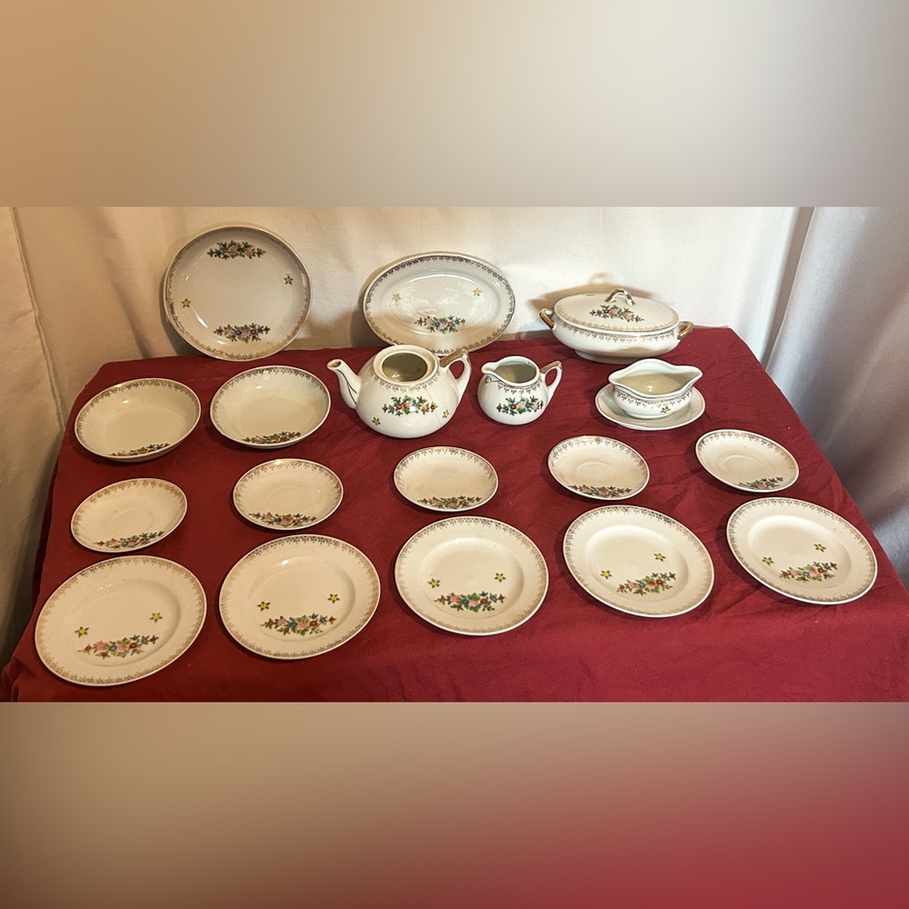 Rare Vintage 1950s Floral Japanese Porcelain Tea set Mixed lot of 18 Cottagecore